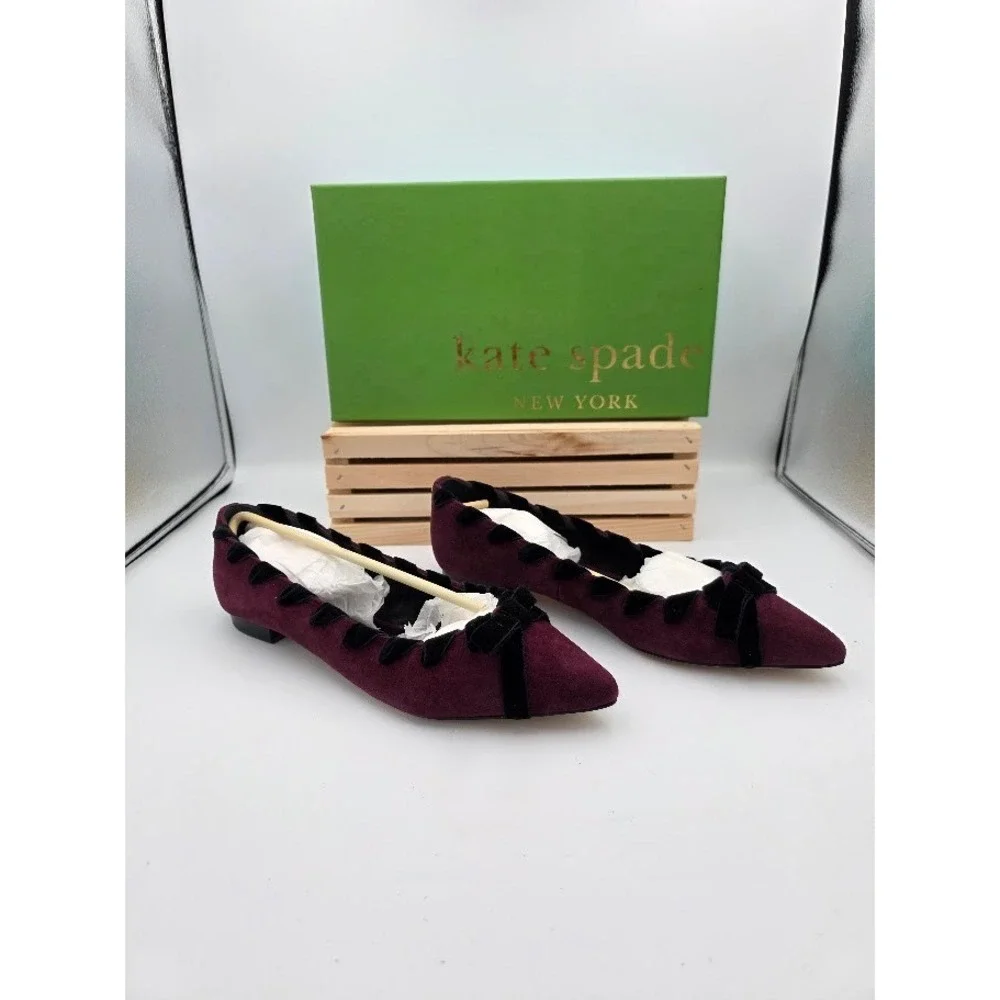 Kate Spade Kalani Flats Womens 8.5M Deep Cherry Suede S21011‎ Gothic Whimsgoth